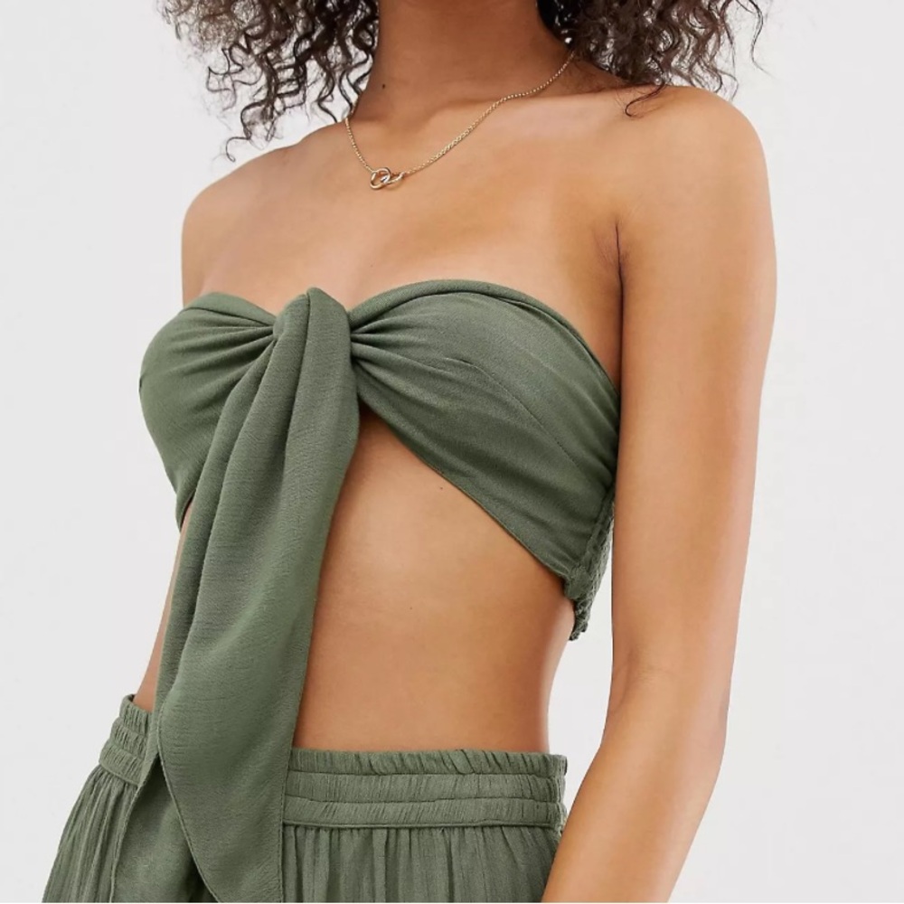 SOUTH BEACH Green Tie Bandeau Top